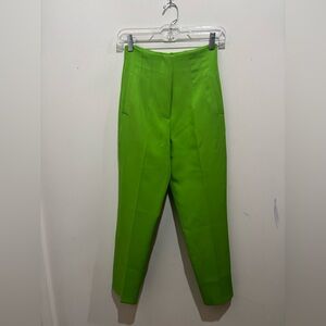 💚 Handmade Vibrant Neon Green High-Waisted Pants, French boutique, 2